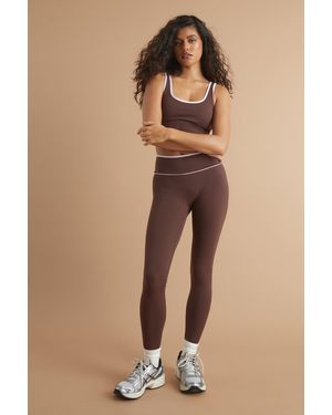 BoohooMAN Dsgn Studio Sports Ultra Sculpt Contrast Piping High Waist Legging - Natural