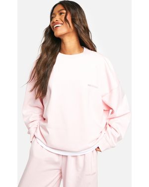 BoohooMAN Dsgn Studio Embroidered Oversized Sweatshirt - White