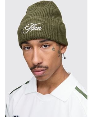 Boohoo Sfera Embroidered Beanie - Green