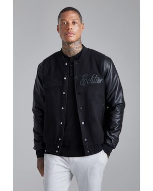 Boohoo Tonal Limited Edition Melton Bomber Jacket - Grey