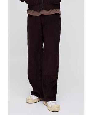 BoohooMAN Baggy Carpenter Corduroy Trousers - Black