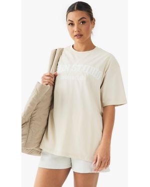BoohooMAN Dsgn Studio Oversized Tee - Natural