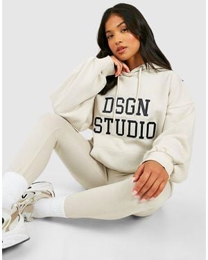 BoohooMAN Petite Dsgn Studio Printed Hoodie And Leggings Tracksuit - Natural