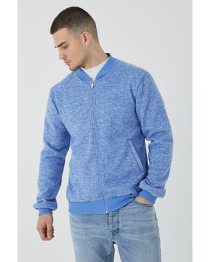 BoohooMAN Tall Brushed Heavyweight Bomber Jacket - Blue