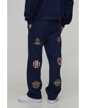 Boohoo Relaxed Varsity Badge Jogger - Blue