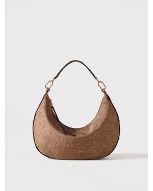Borbonese Frame Borsa Hobo Medium - Neutro