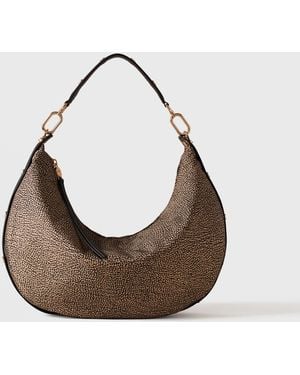 Borbonese Frame Borsa Hobo Medium - Neutro