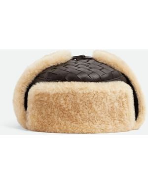 Bottega Veneta Intrecciato Leather Aviator Hat - Natural