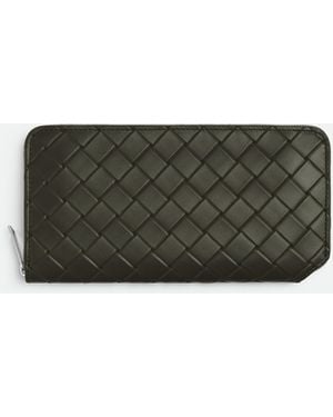 Bottega Veneta Intrecciato Stamp Zip Around Wallet - Green