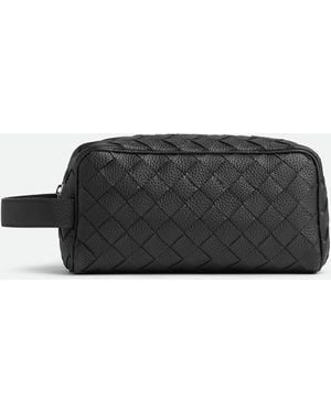 Bottega Veneta イントレチャート トラベルポーチ - ブラック