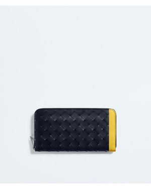 Bottega Veneta Intrecciato Zip Around Wallet - Blue