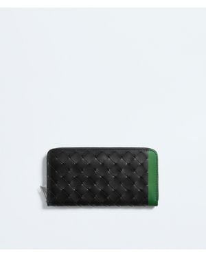 Bottega Veneta Intrecciato Zip Around Wallet - Black
