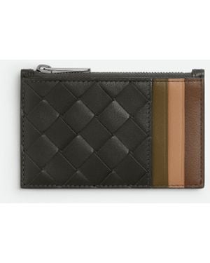 Bottega Veneta イントレチャート ファスナーカードケース - ホワイト