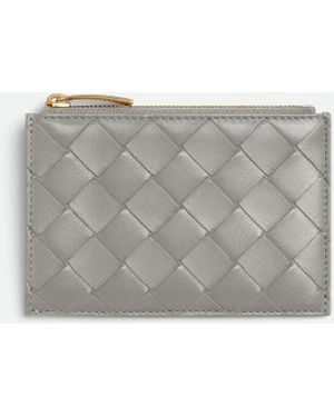 Bottega Veneta イントレチャート ファスナーカードケース - ホワイト