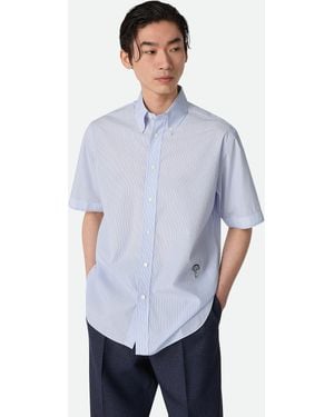 Bottega Veneta ストライプ コットンポプリン シャツ - ブルー