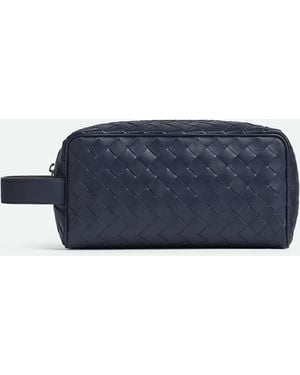 Bottega Veneta イントレチャート トラベルポーチ - ブルー