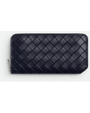 Bottega Veneta イントレチャート スタンプ ジップアラウンドウォレット - ブルー