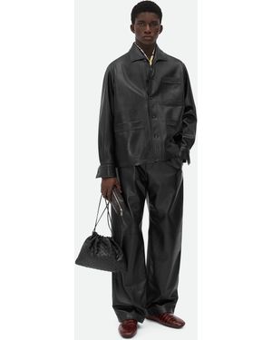 Bottega Veneta レザー パジャマシャツ - ブラック