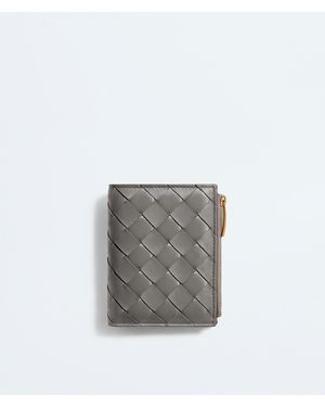 Bottega Veneta Intrecciato Small Bi-Fold Wallet - Grey