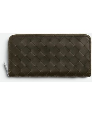 Bottega Veneta イントレチャート ジップアラウンドウォレット - グリーン