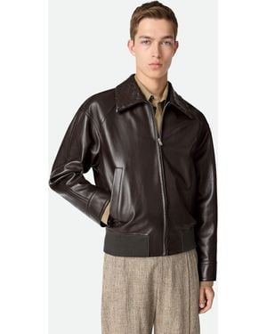 Bottega Veneta レザー ブルゾン - ブラック