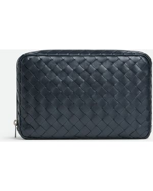 Bottega Veneta イントレチャート ラージ ファスナー オーガナイジングポーチ - ブルー