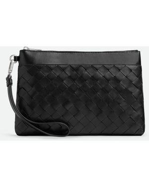 Bottega Veneta イントレチャート プリズムポーチ - ブラック