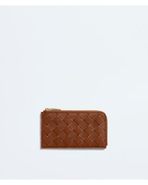 Bottega Veneta Intrecciato L-Zipped Card Case - Brown