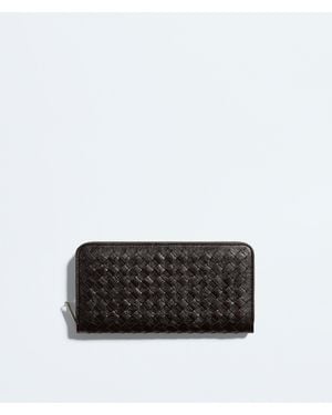 Bottega Veneta Woven Mycelium Zip Around Wallet - Black