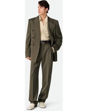 メンズ Bottega Veneta ウール サトル シェブロン シャツ グレー
