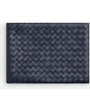 Bottega Veneta イントレチャート フラットポーチ - ブルー