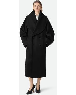 Bottega Veneta Stretch Wool Long Coat - Black