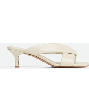 Bottega Veneta Riva Micro Woven Nappa Leather Kitten-Heel Sandals - Natural