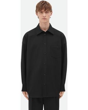 Bottega Veneta ウールツイル シャツ - ブラック