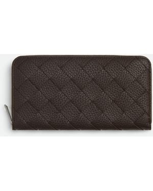 Bottega Veneta Intrecciato Zip Around Wallet - Brown