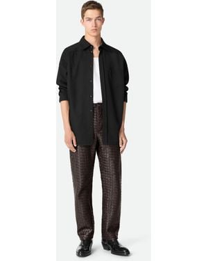 Bottega Veneta イントレチャートレザー パンツ - ブラック