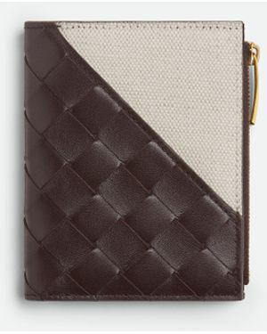 Bottega Veneta イントレチャート ダイアゴナル スモール 二つ折りウォレット - ブラウン