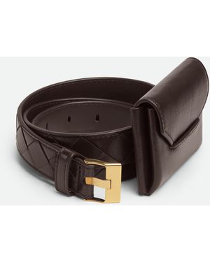 Bottega Veneta イントレチャート ウォッチ ポケット ベルト - ブラウン