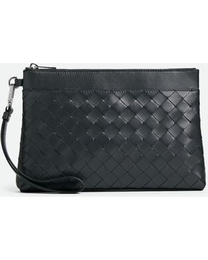 Bottega Veneta イントレチャート プリズムポーチ - ブラック