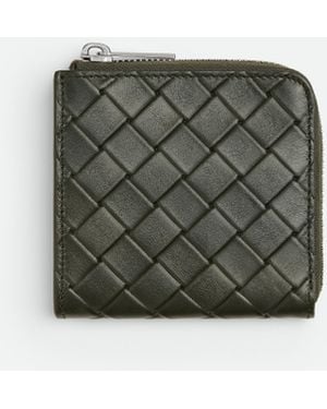 Bottega Veneta Intrecciato Stamp Compact Zip Around Wallet - Green