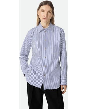 Bottega Veneta コットンポプリン ピンストライプシャツ - ブルー