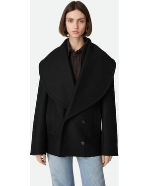 Bottega Veneta Stretch Wool Short Coat - Black