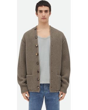 Bottega Veneta ウール＆カシミア イングリッシュリブ カーディガン - ブラウン
