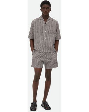 Bottega Veneta ブラウン＆オフホワイト Knotted Viscose Check シャツ - グレー