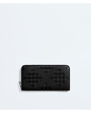 Bottega Veneta Intrecciato Zip Around Wallet - Black