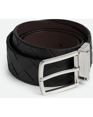 Bottega Veneta Intrecciato Reversible Belt - Black