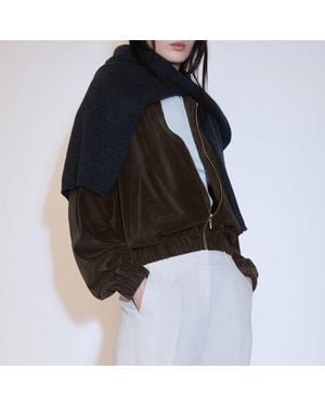 Mango Corduroy Bomber Jacket - Black
