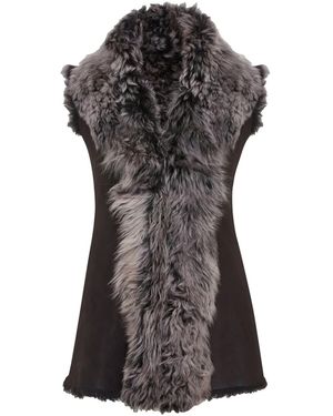 Infinity Leather Toscana Shearling Nappa Leather Sheepskin Gilet - Grey