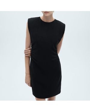 Mango Short Dress With Draped Detail - Black