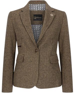 TruClothing Tailored Dogtooth Wool Blend Tweed Blazer - Green